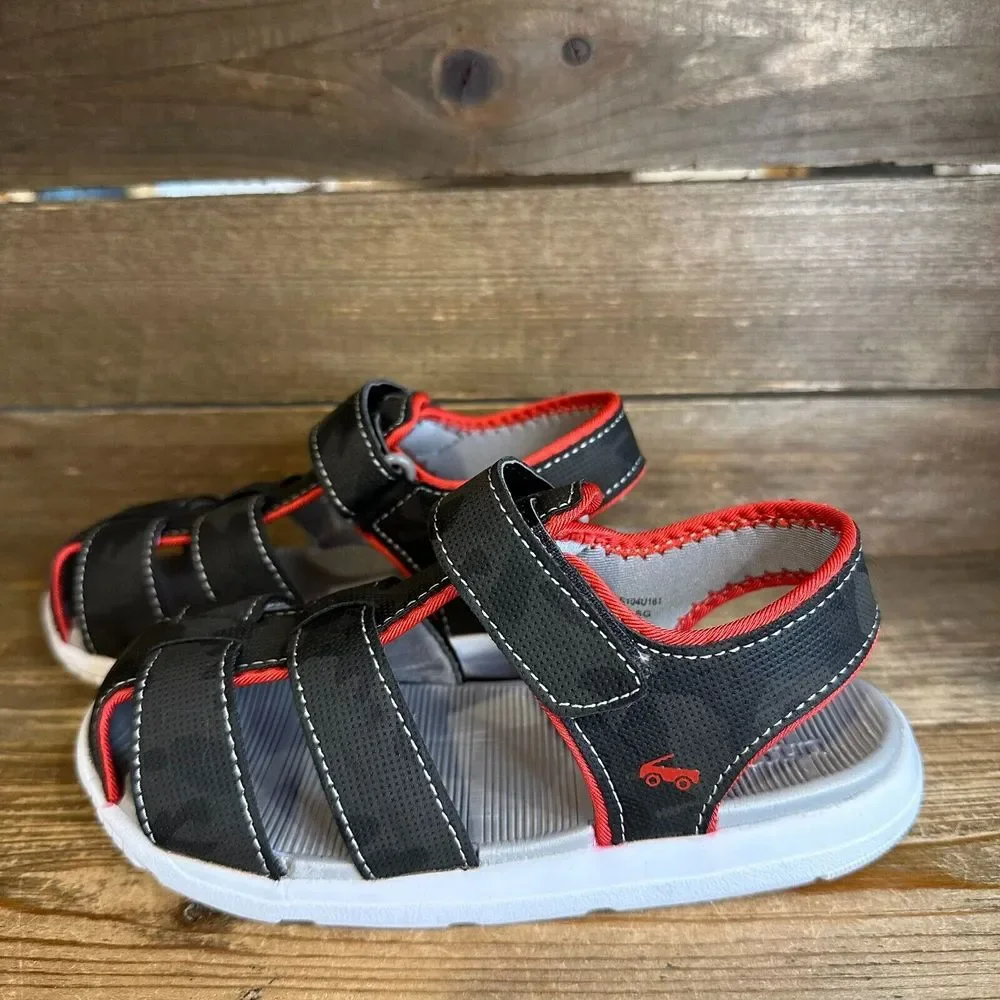 Kids Boys See Kai Run Cyrus IV Flexirun Black Athletic Fisherman Sandals Size 12